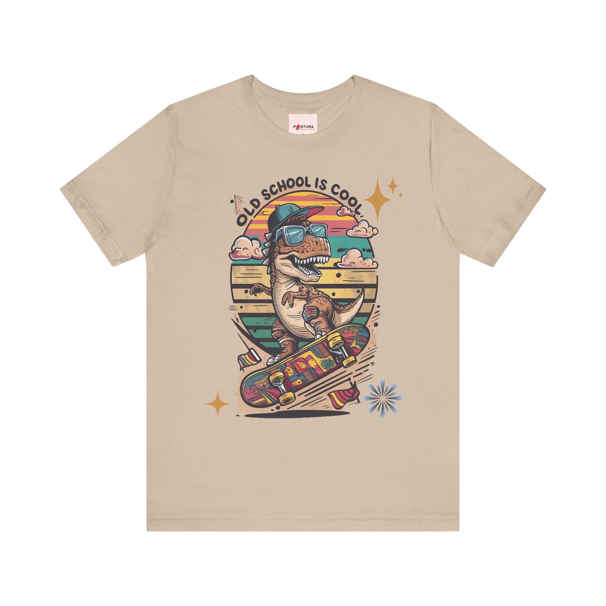 Retro Dinosaur Skateboard Tee - "Old School is Cool" Graphic Design