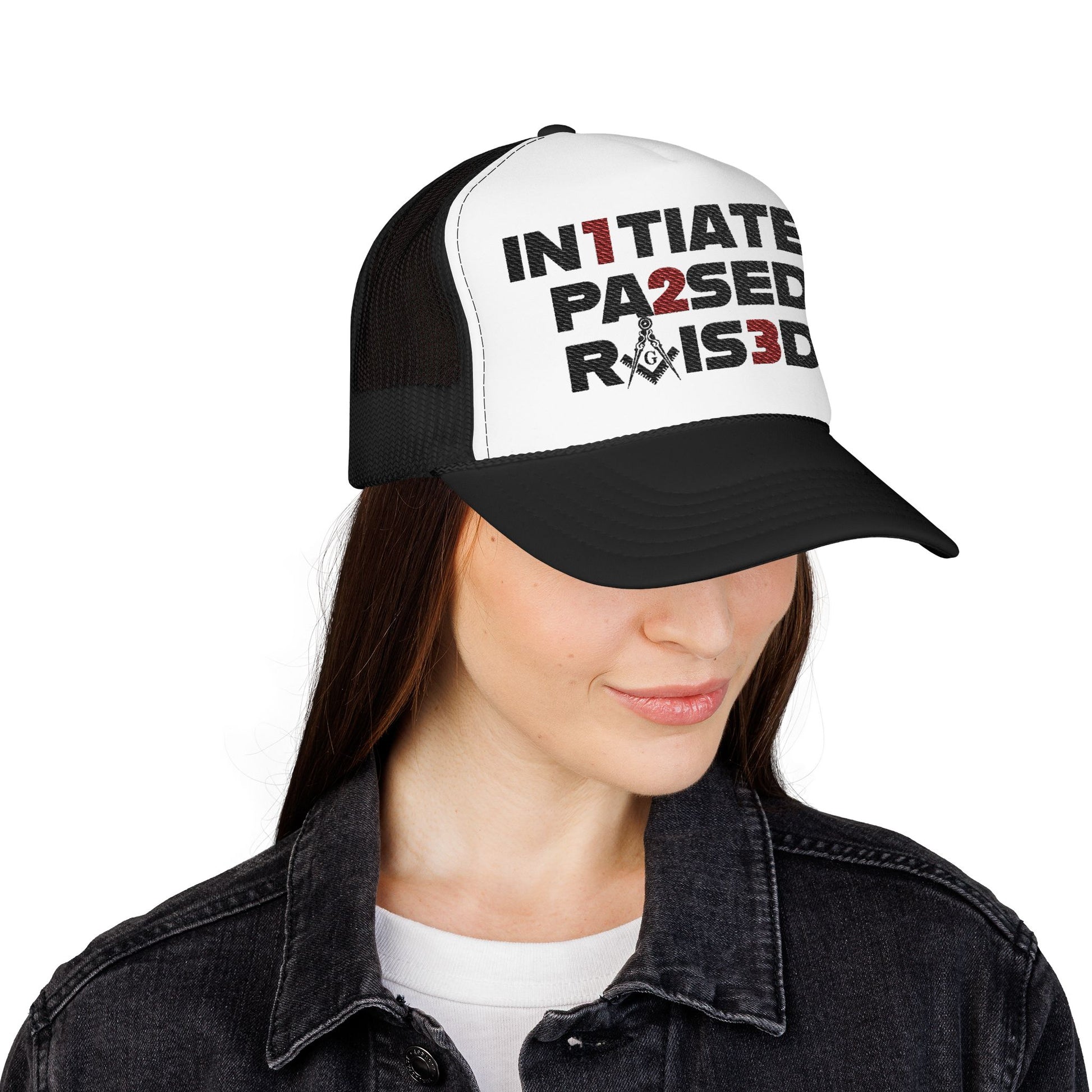 Trucker Hat — "Initiated Pa2sed Rais3d" Masonry Vintage Mesh Cap