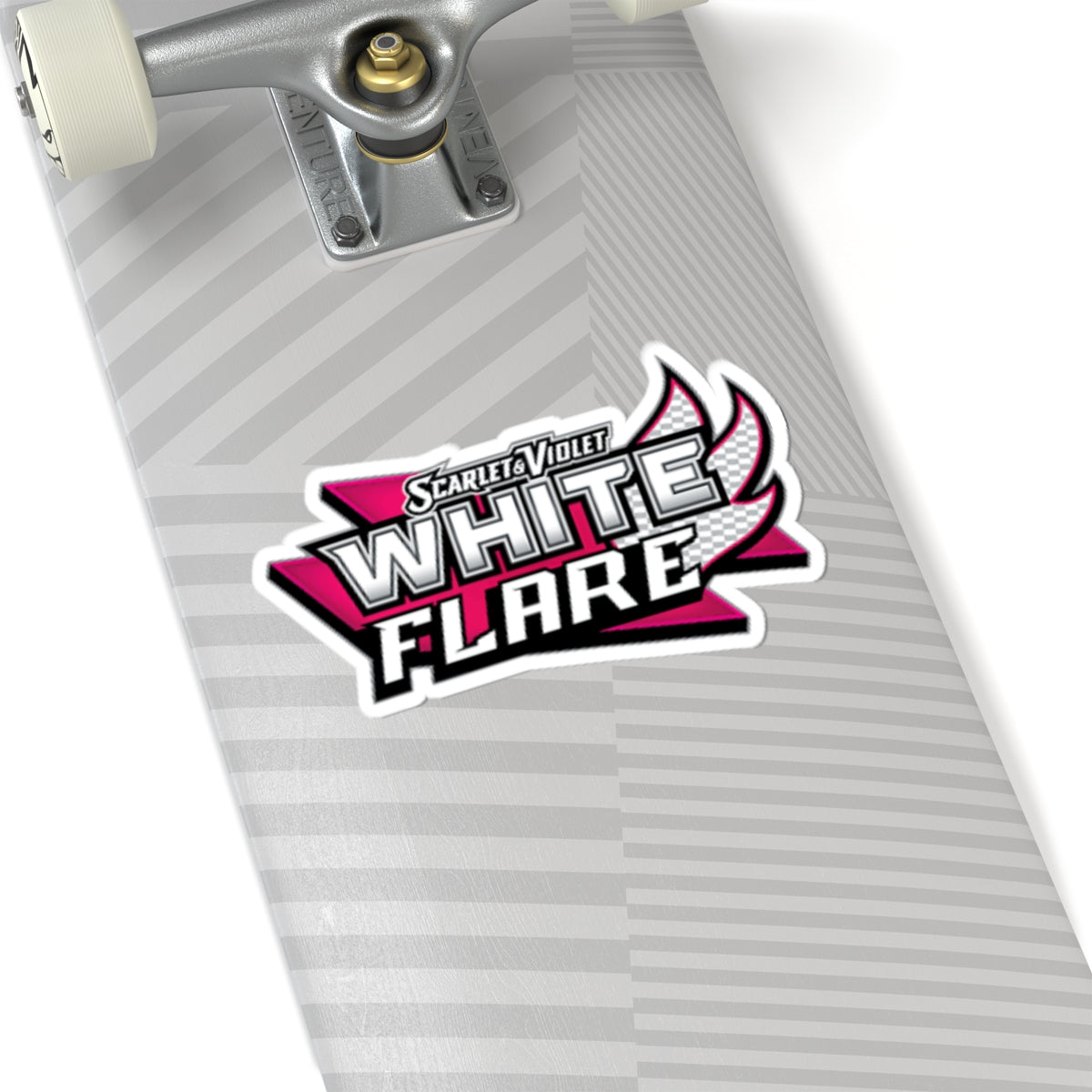 White Flare Racing Logo Kiss-Cut Sticker — Scarlet & Violet Skateboard Decal
