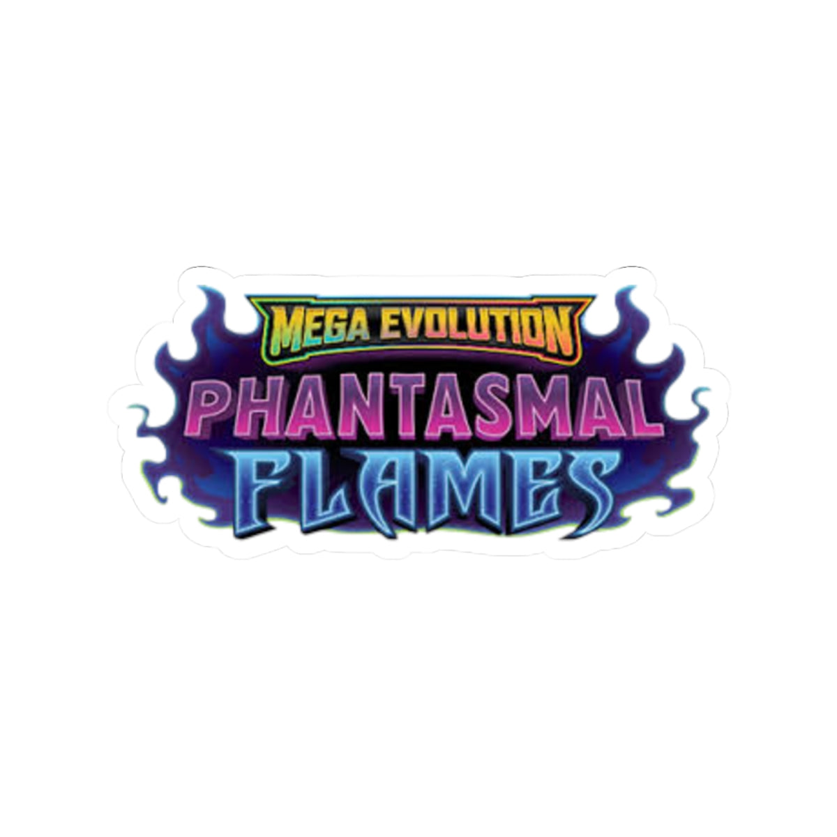 Phantasmal Flames Kiss-Cut Sticker — Mega Evolution Gaming Logo Decal