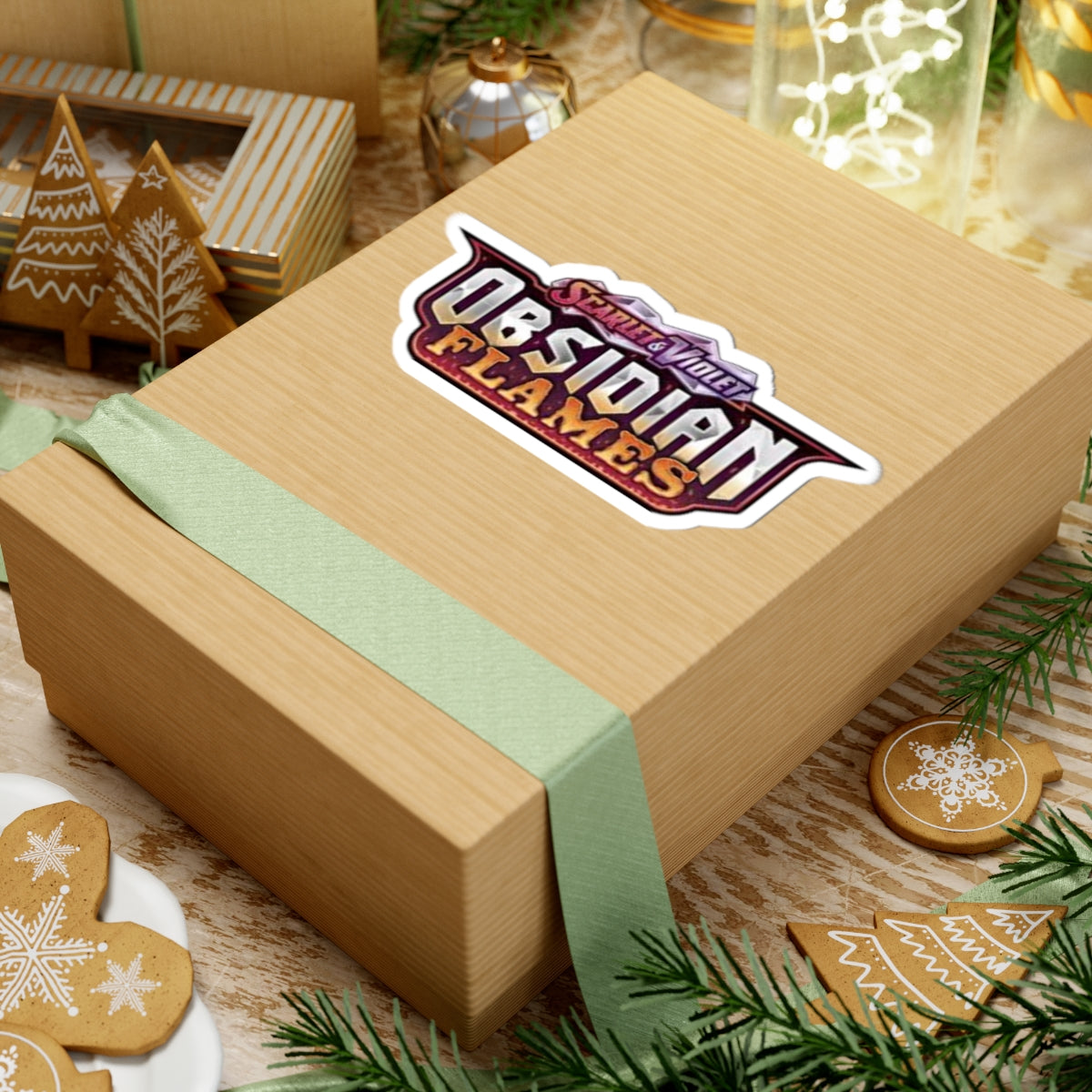 Obsidian Flames Kiss-Cut Sticker — Scarlet & Violet Logo Decal