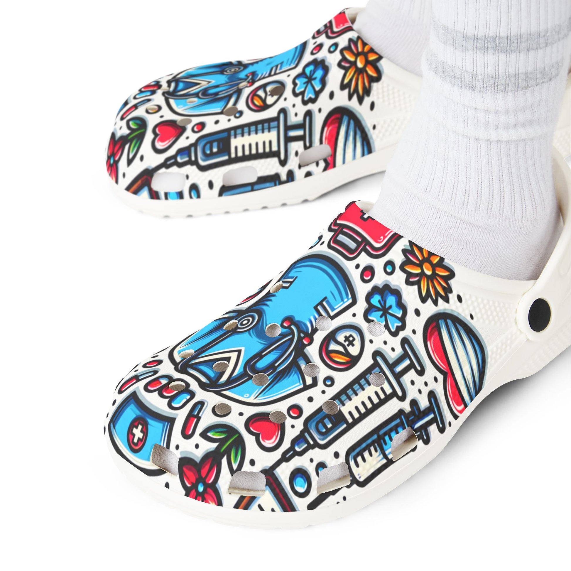 Healthcare-Themed EVA Foam Clogs for Nurses and Medical Professionals