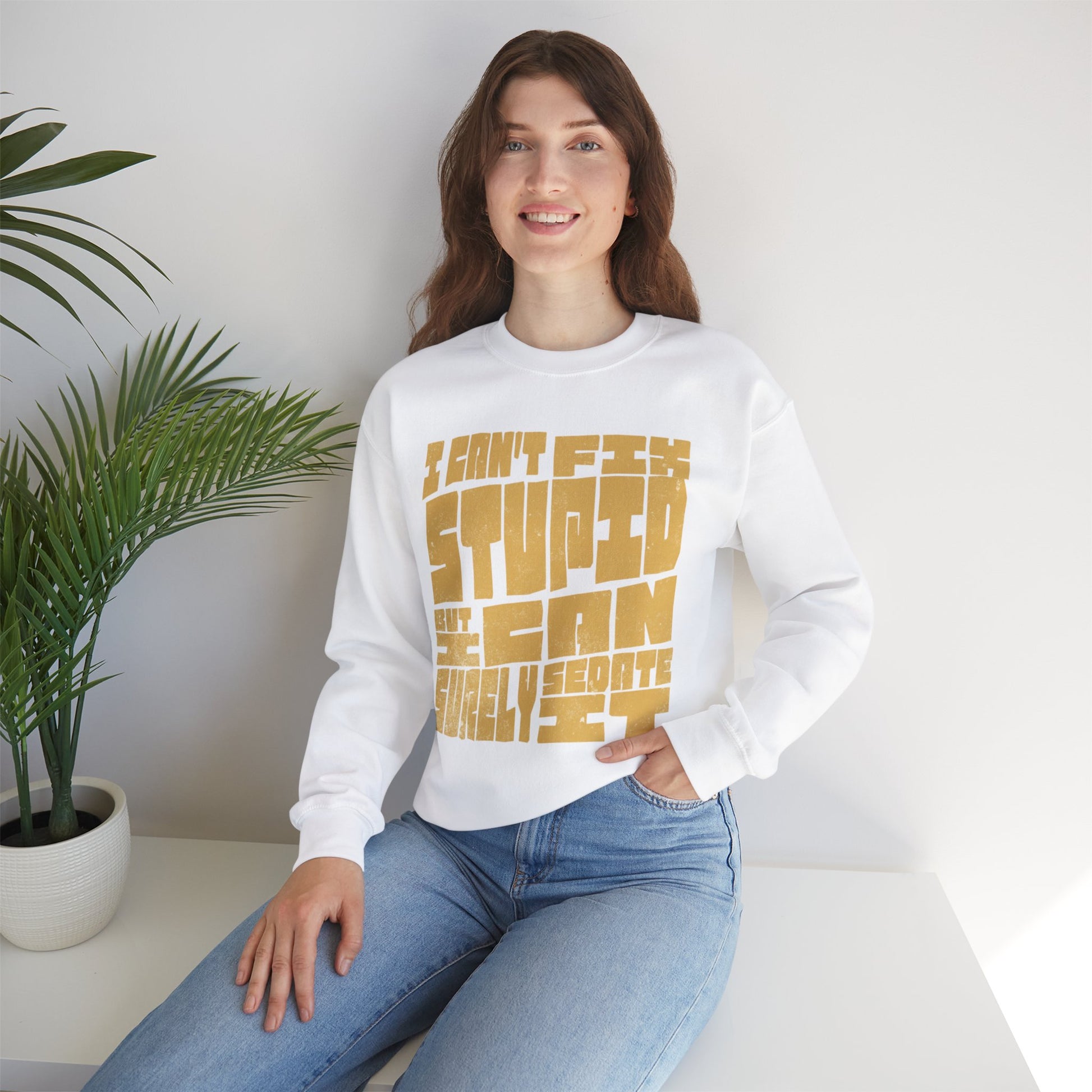 Funny Crewneck Sweatshirt - I Can't Fix Stupid