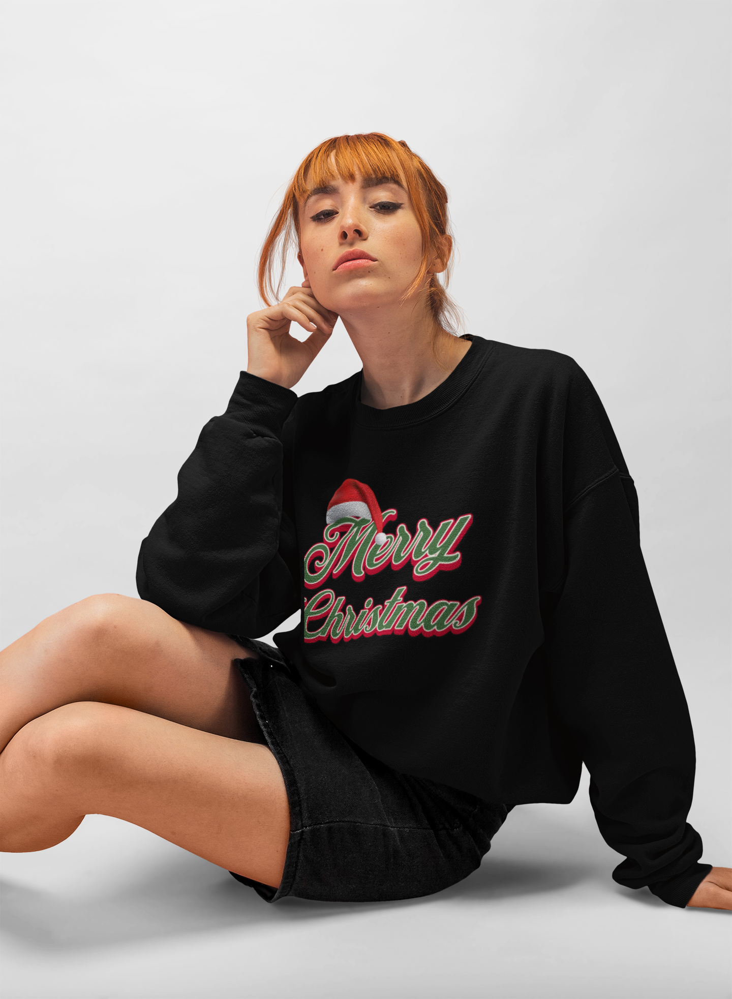 Merry Christmas Crewneck Sweatshirt — Retro Red & Green Holiday Pullover