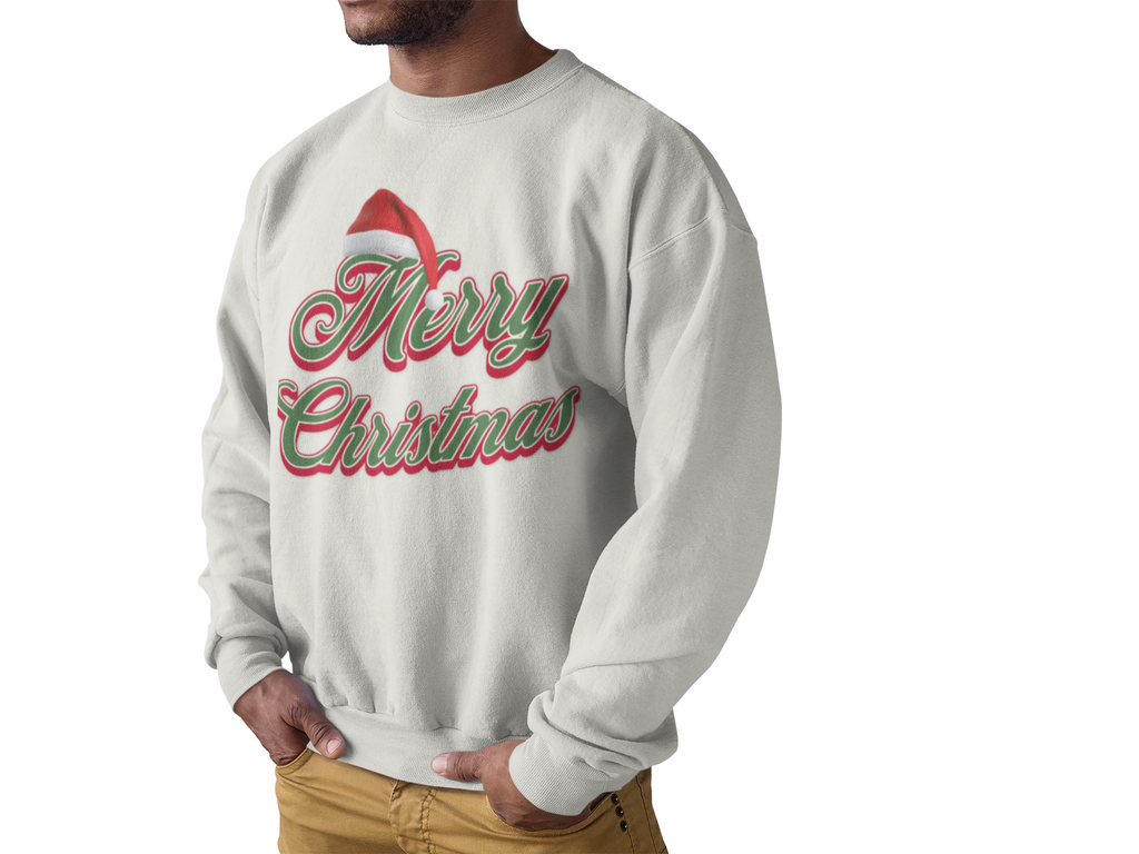 Merry Christmas Crewneck Sweatshirt — Retro Red & Green Holiday Pullover