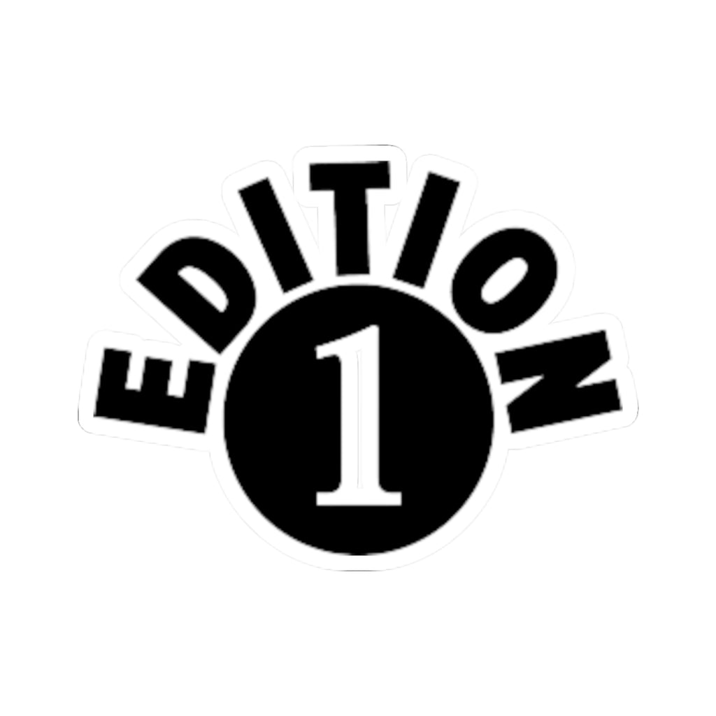 Edition 1 Kiss-Cut Sticker — Retro Black Circle Logo for Skateboards & Laptops