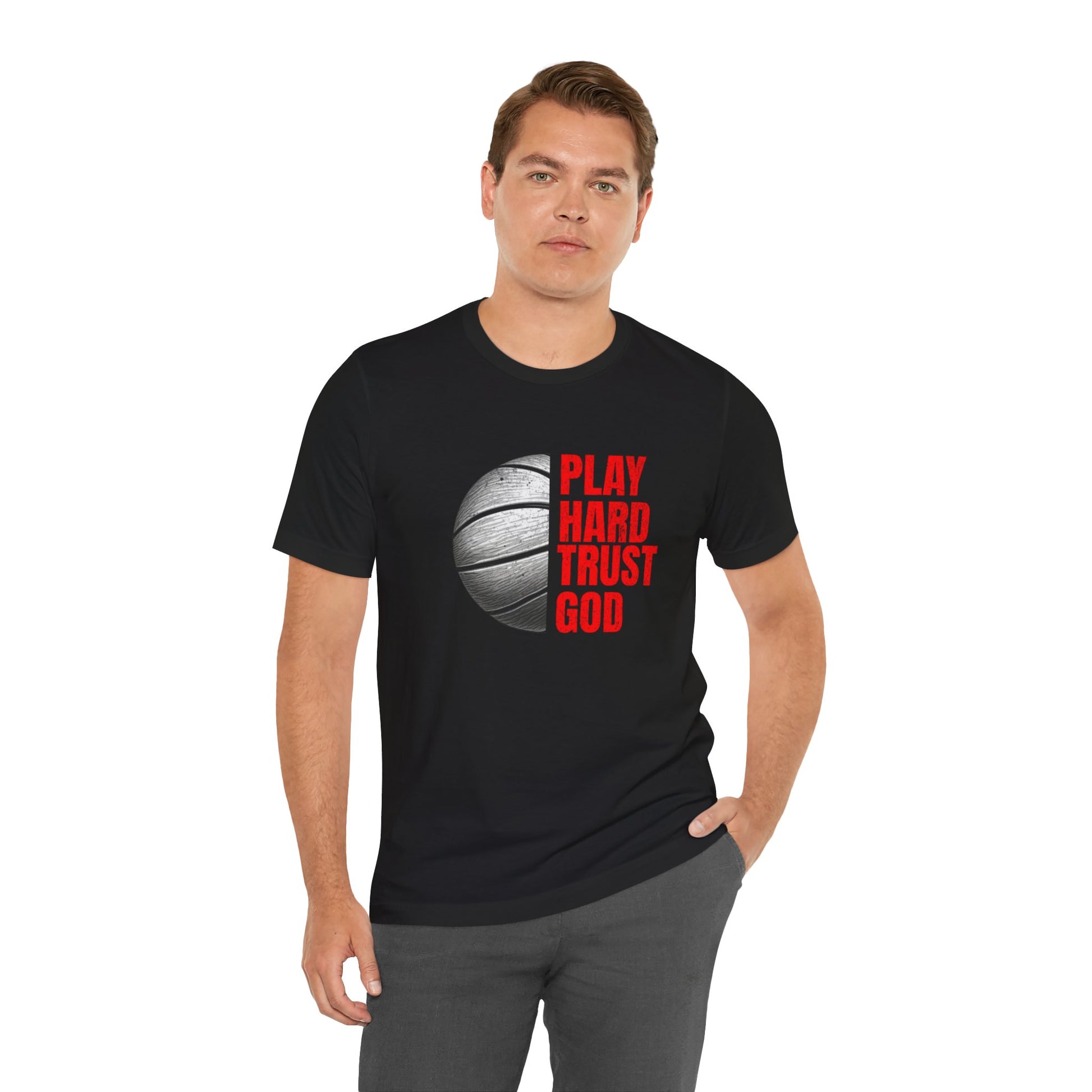Play Hard Trust God T-Shirt — Basketball Faith Tee