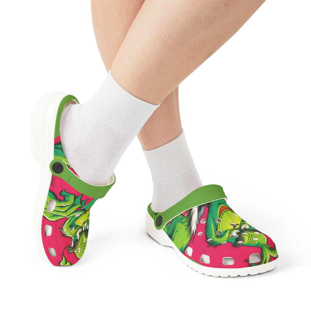 Grinch-Themed EVA Foam Clogs - Fun Holiday Footwear for Kids & Adults