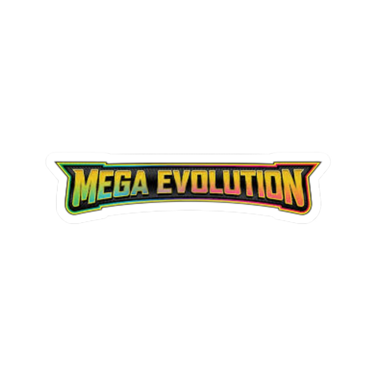 Mega Evolution Kiss-Cut Sticker — Retro Gradient Skateboard Decal
