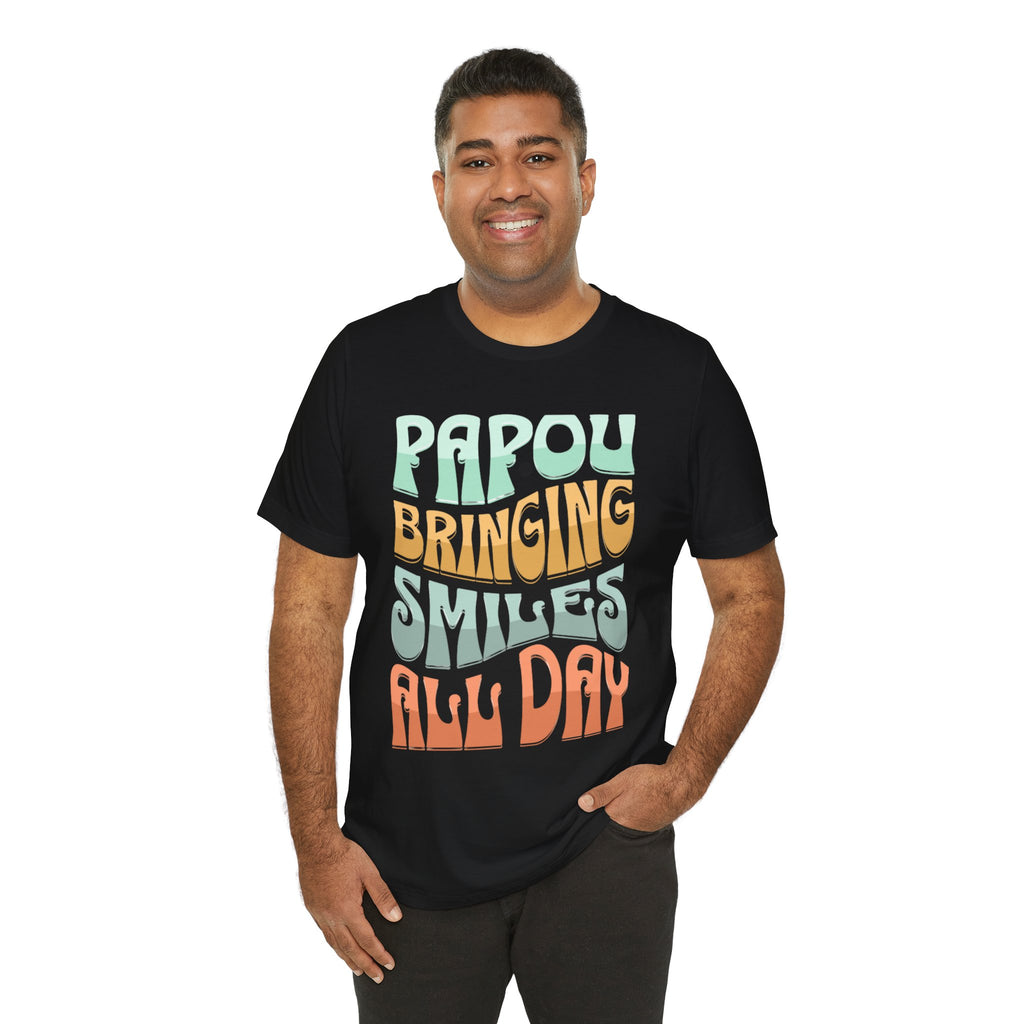 'Papou Bringing Smiles All Day' Tee Design - For Grandpas Greek Themed T-shirt