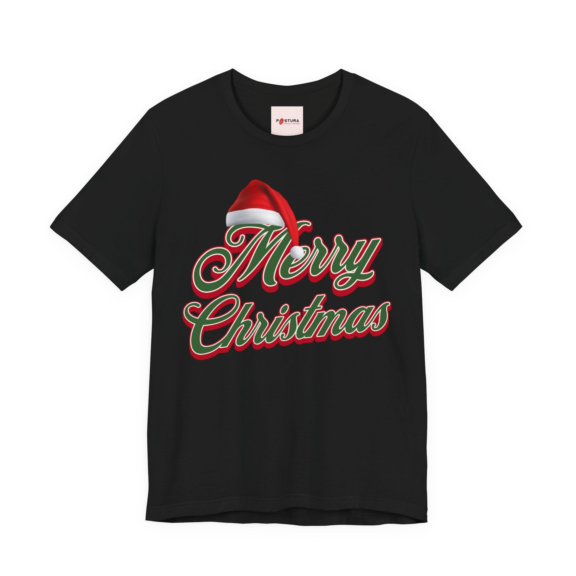 Merry Christmas Tee - Festive Santa Hat Holiday Graphic Shirt