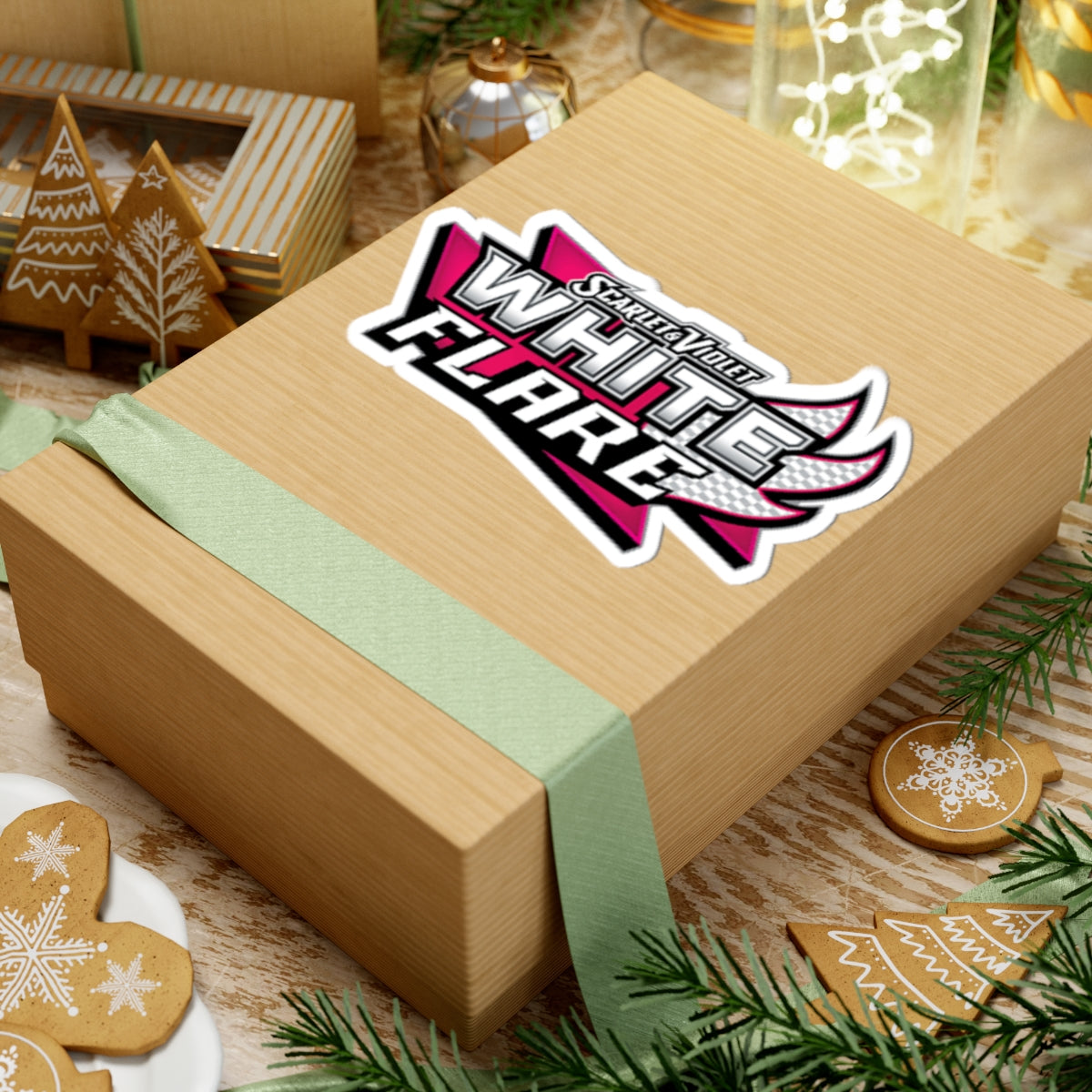 White Flare Racing Logo Kiss-Cut Sticker — Scarlet & Violet Skateboard Decal