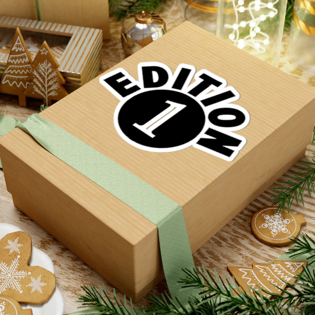 Edition 1 Kiss-Cut Sticker — Retro Black Circle Logo for Skateboards & Laptops