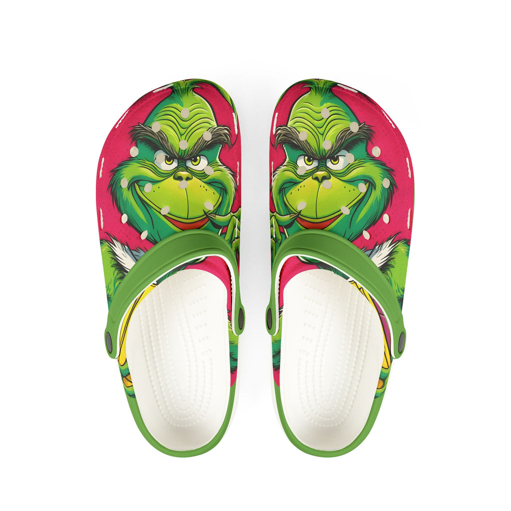 Grinch-Themed EVA Foam Clogs - Fun Holiday Footwear for Kids & Adults