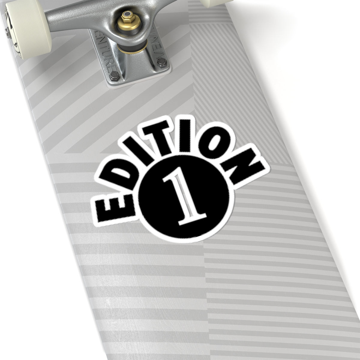 Edition 1 Kiss-Cut Sticker — Retro Black Circle Logo for Skateboards & Laptops