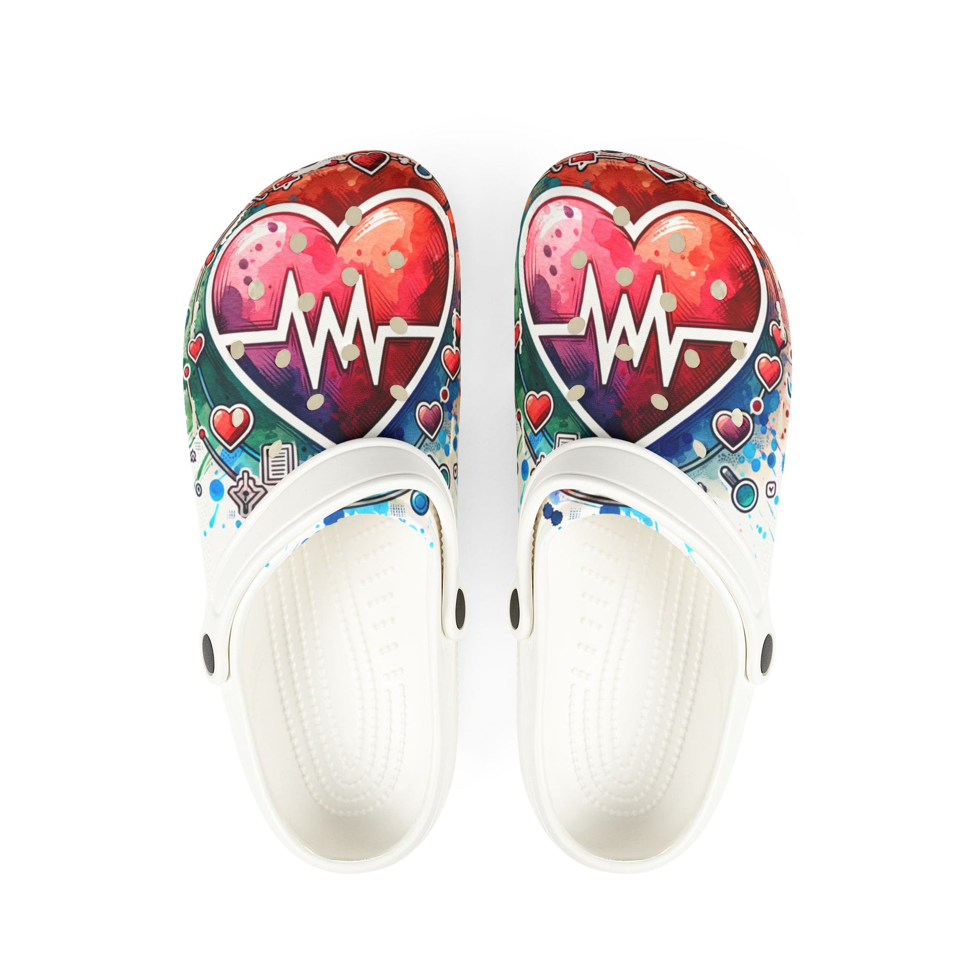 Heartbeat Nurse-Themed EVA Foam Rubber Shoes for Healthcare Professionals
