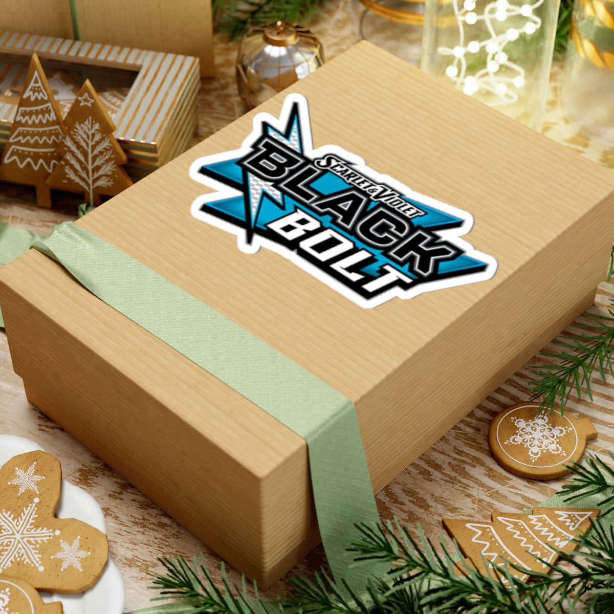 Black Bolt Sticker — Retro Electric Logo Kiss-Cut Sticker for Skateboards & Laptops