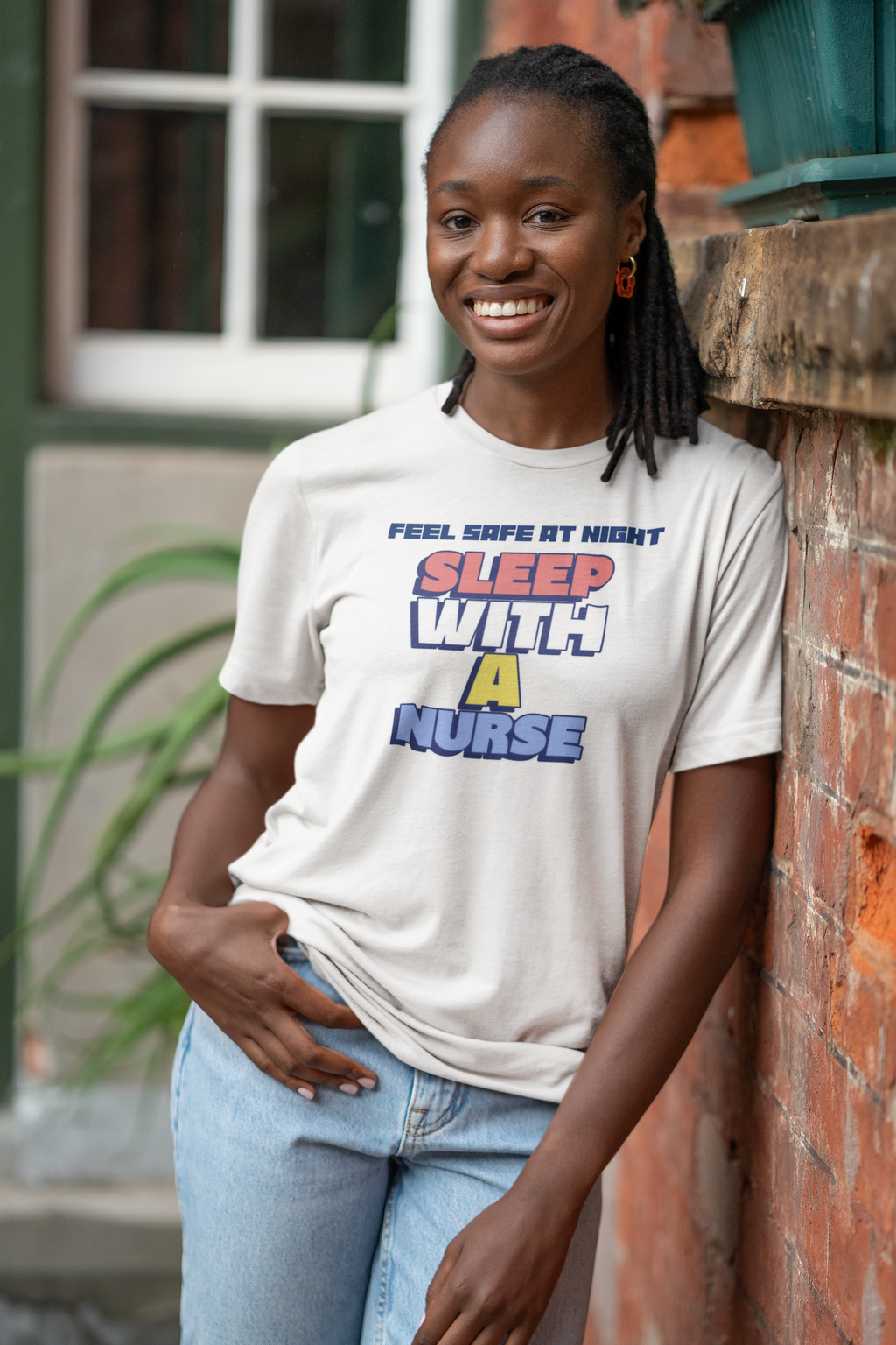Feel Safe At Night Sleep With A Nurse™ Tee Design - Funny T-shirt for Nurses