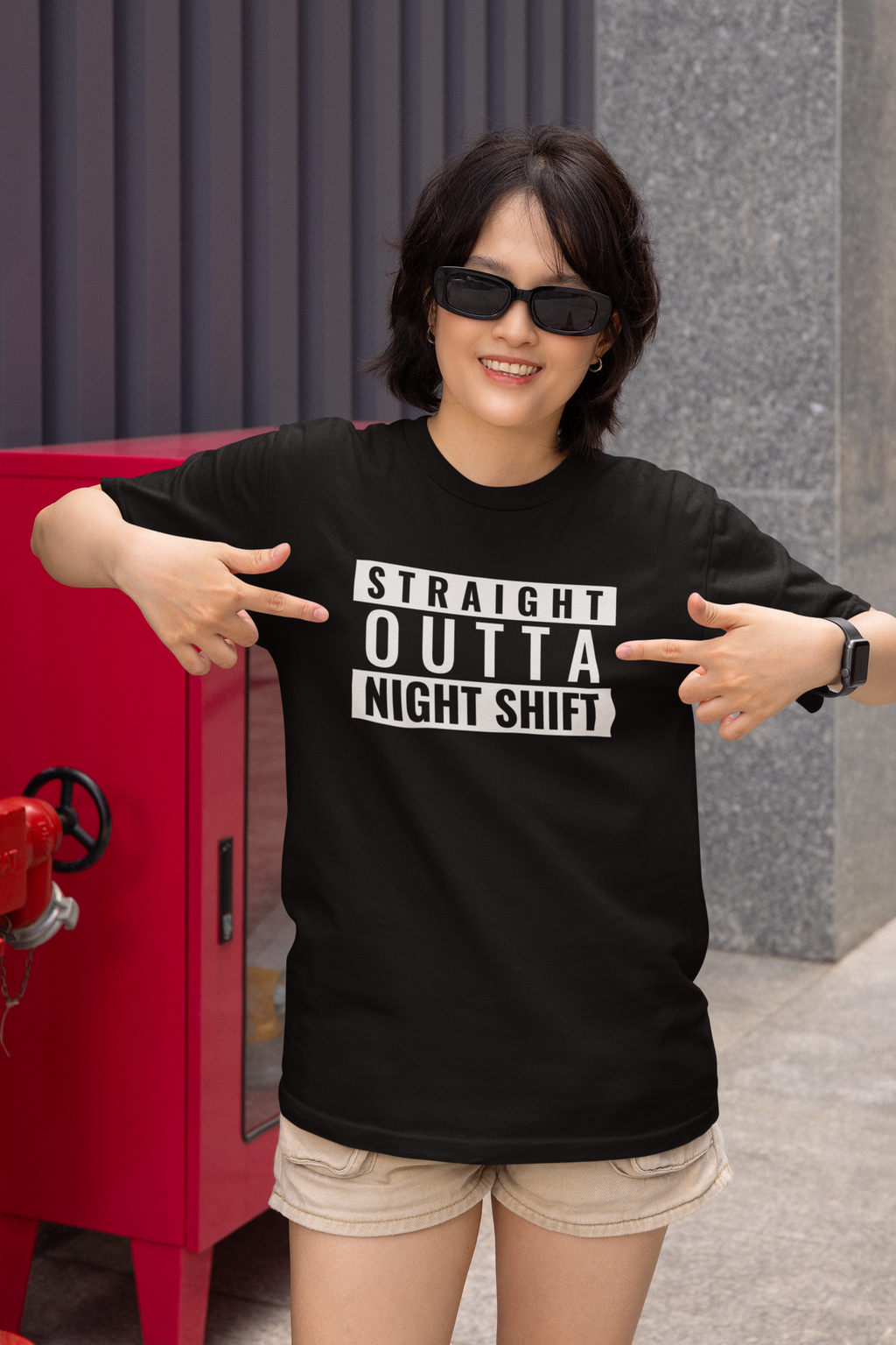 Straight Outta Night Shift™ Tee Design - T-Shirt for Nurses and Healthcare Workers